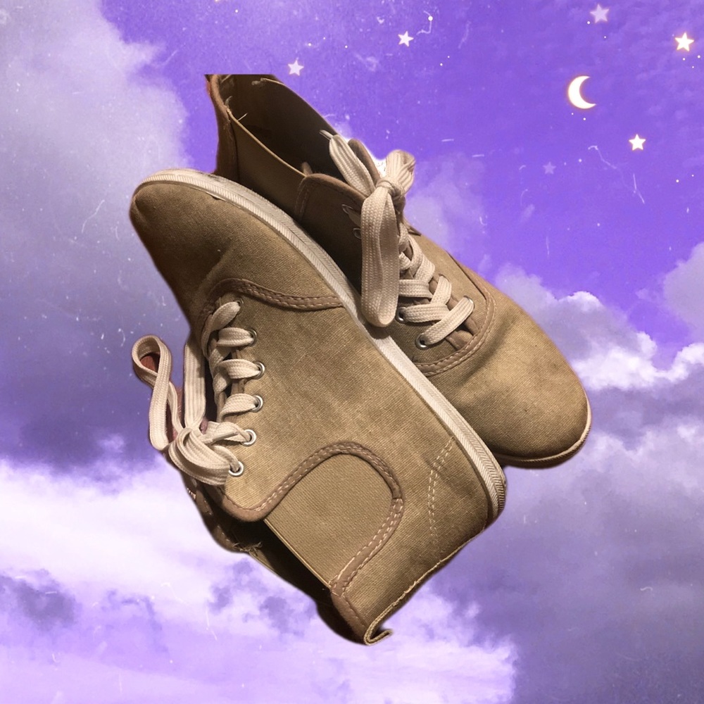 tan canvas sneakers